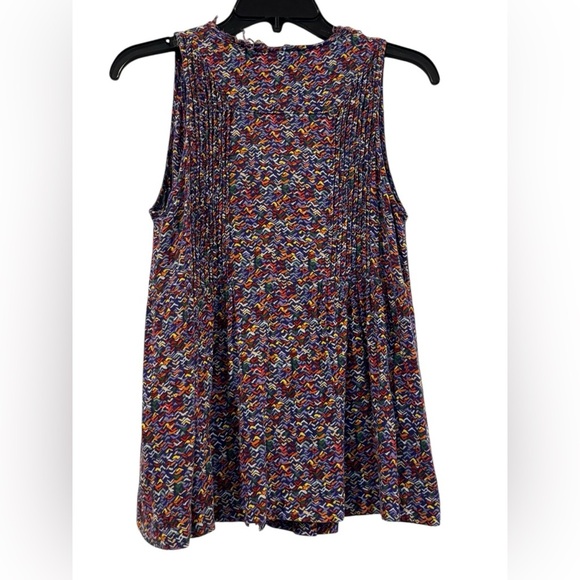 Women’s Anthropologie Maeve Lila Pintuck Multicolor Sleeveless Tank Top: Medium - Picture 2 of 12